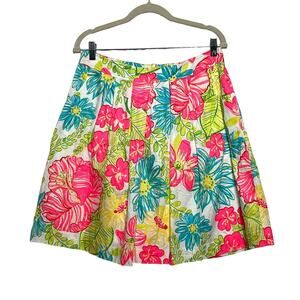 Lilly Pulitzer neon print floral pleated mini skirt 8
